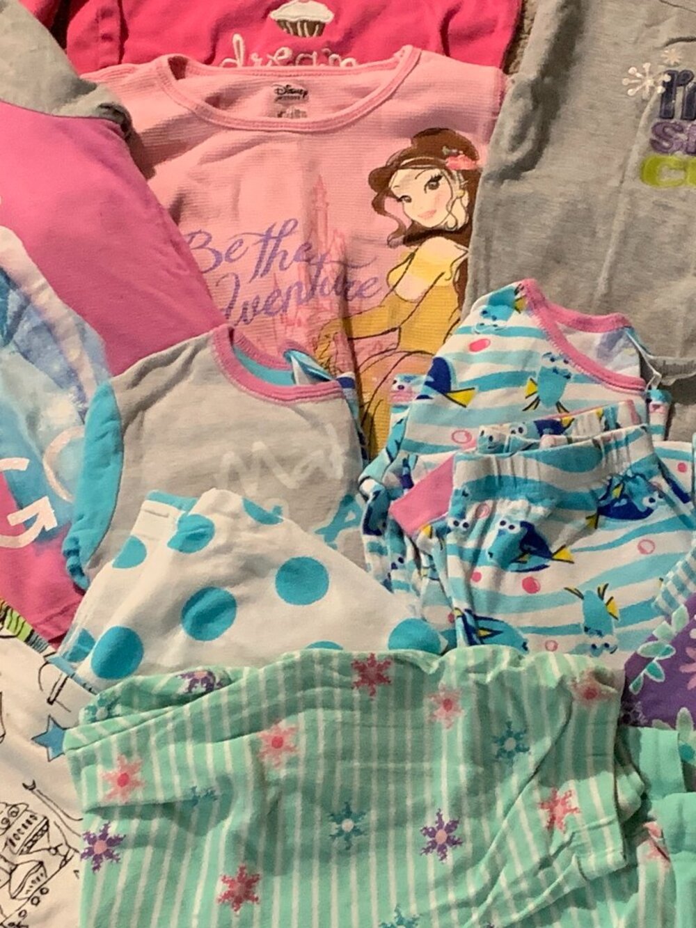 Girls Size 8 Pajama Lot of Tops and Bottoms - Disney Etc. Lightly Used!